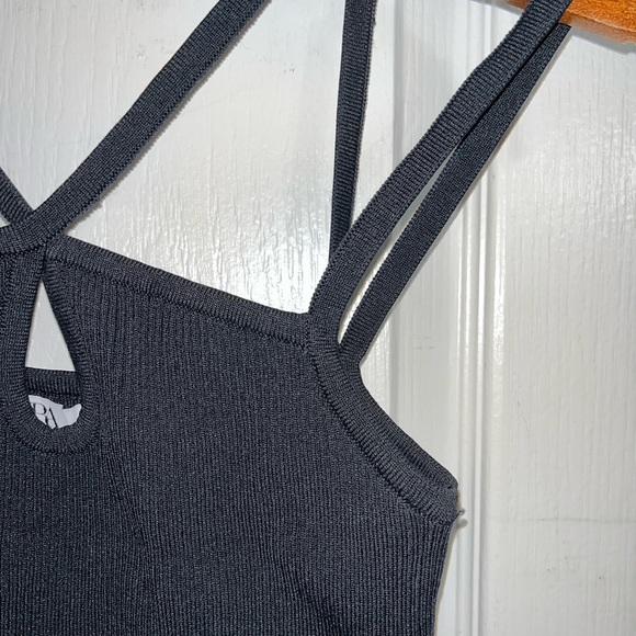 ZARA Black Strappy Ribbed Crop Top Spaghetti Strap — Small - Picture 2 of 5